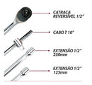 Jogo Soquetes Sextavado 1/2 22 Peças 8 A 32mm + Catraca Vip